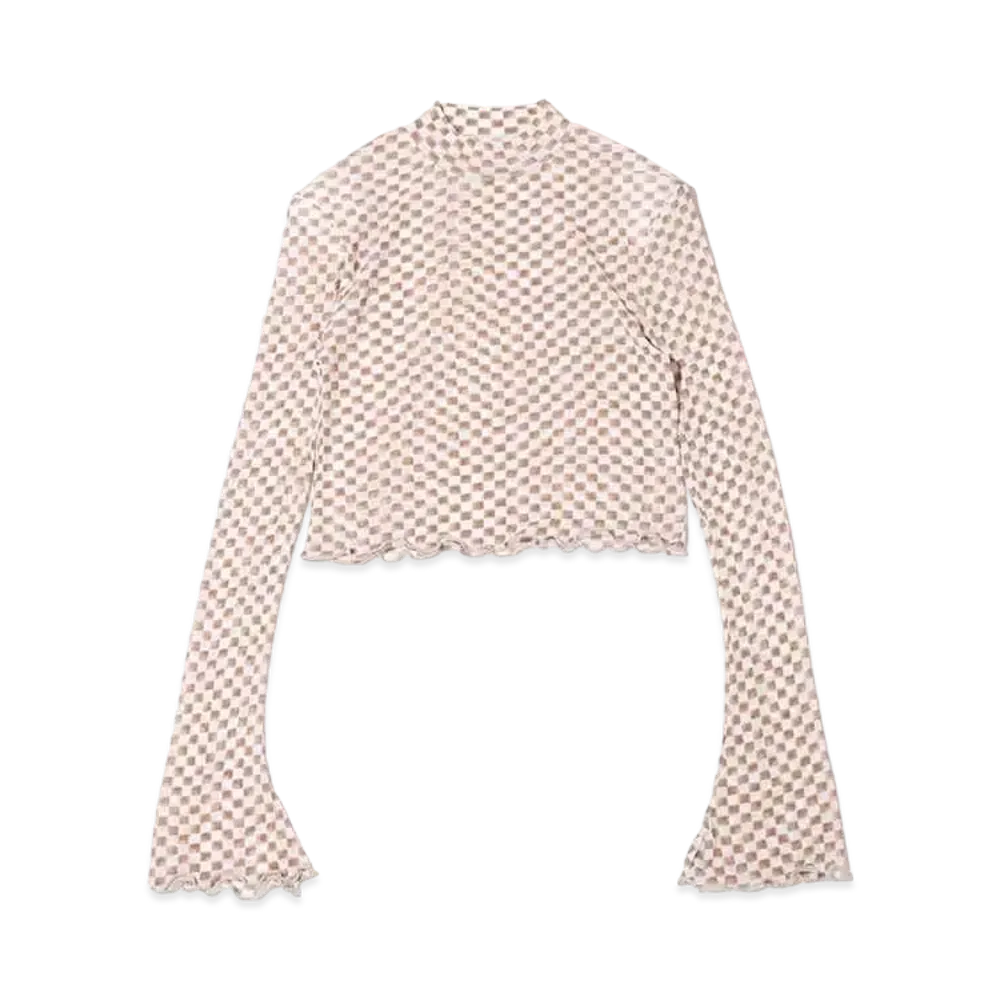 atmos pink Checkered Flag Mellow Organdy Top "Beige"