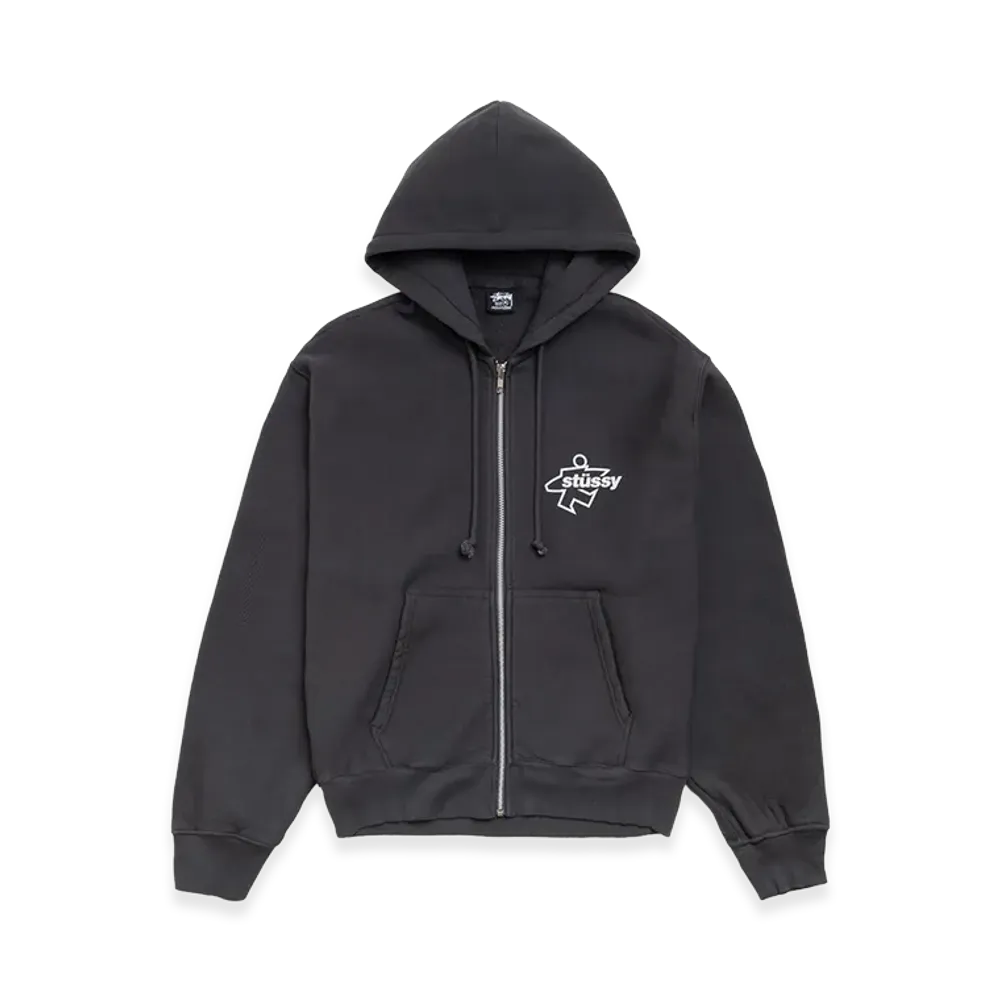 Stussy Surf Size Zip Hoodie "Faded Black"