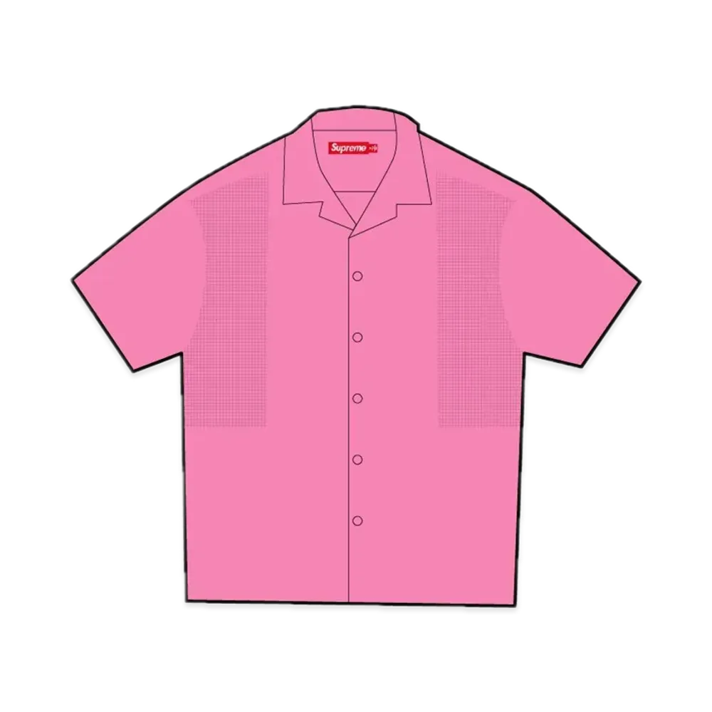 Supreme Mesh Panel Linen S/S Shirt "Pink"