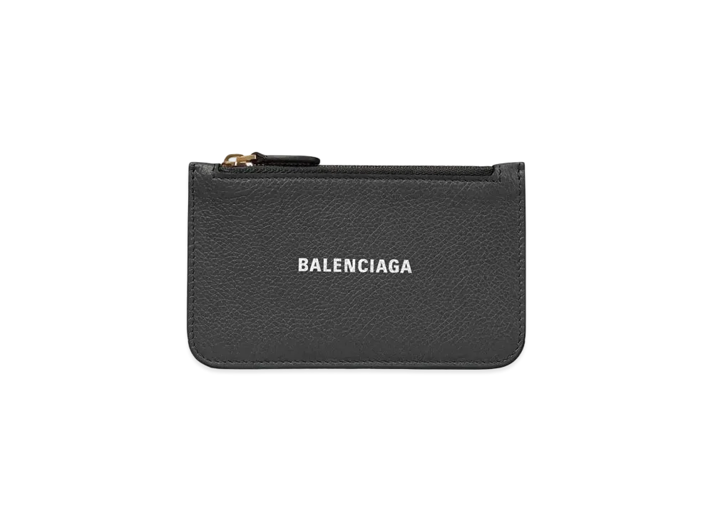 BALENCIAGA Cash Large Long Coin and Card Holder Grained Calfskin "Black"