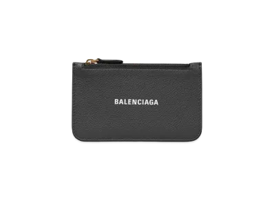 BALENCIAGA Cash Large Long Coin and Card Holder Grained Calfskin "Black"