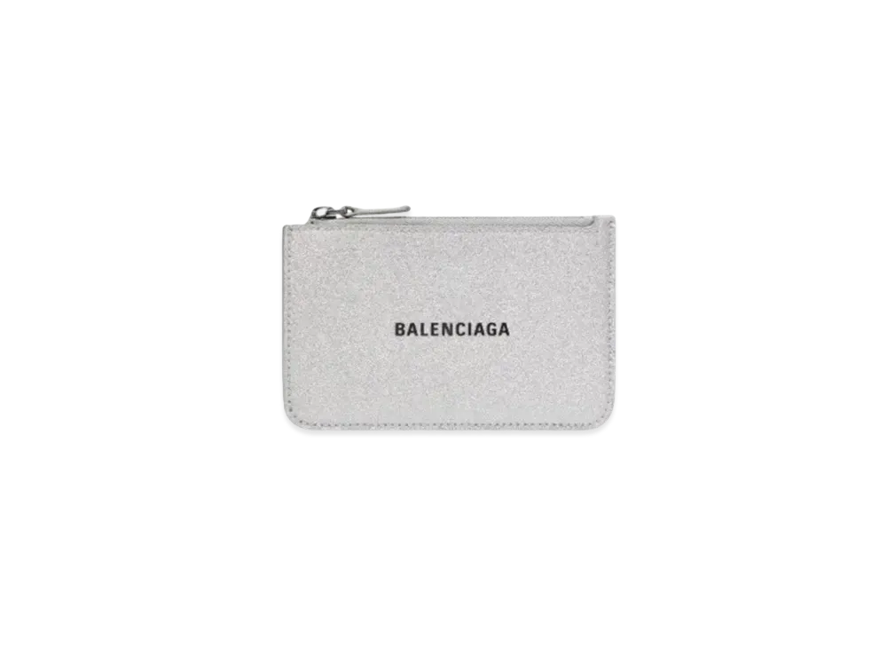 BALENCIAGA Cash Large Long Coin Card Holder Sparkling Fabric "Silver"