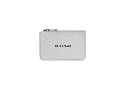 BALENCIAGA Cash Large Long Coin Card Holder Sparkling Fabric "Silver"