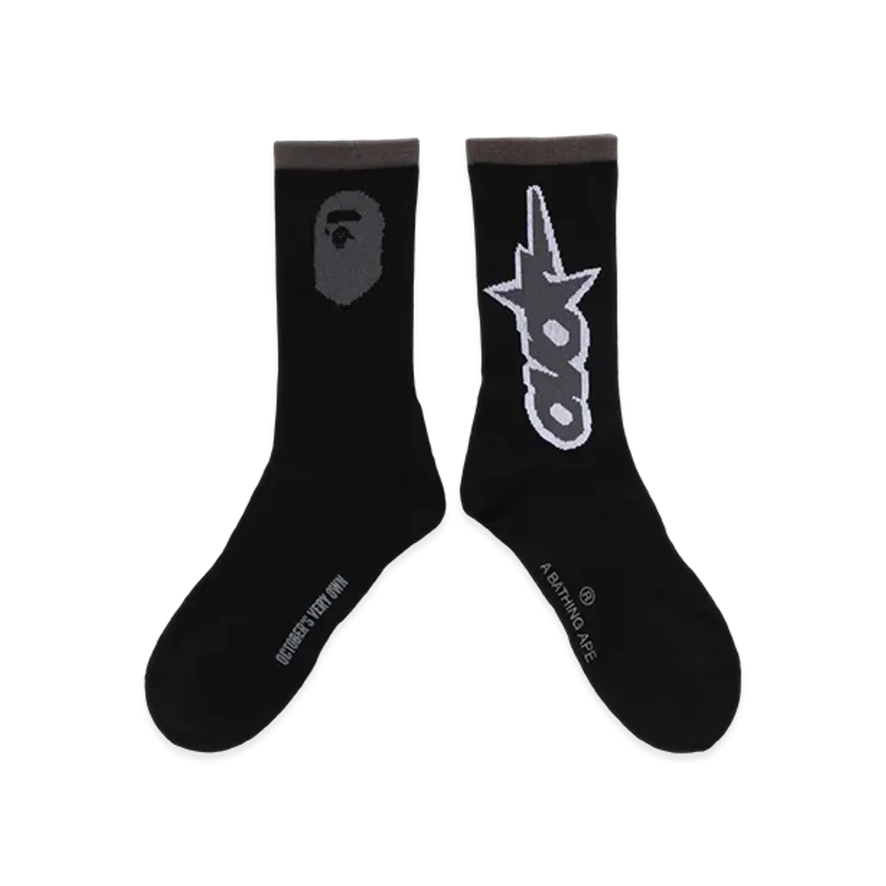 A BATHING APE x OVO Sta Athletic Socks "Black"