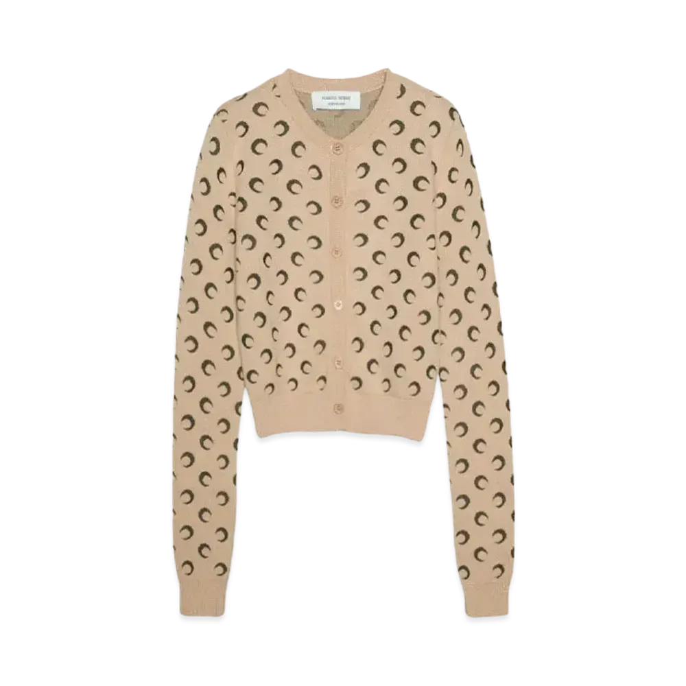 Marine serre MOON JACQUARD KNIT FITTED CARDIGAN "TAN"