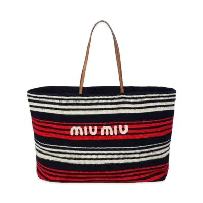 MIUMIU Crochet Tote Bag "Blue/Red/White"