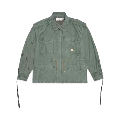 el conductorH DISTRESSED COTTON LACEUP FIELD JKT "OLIVE"