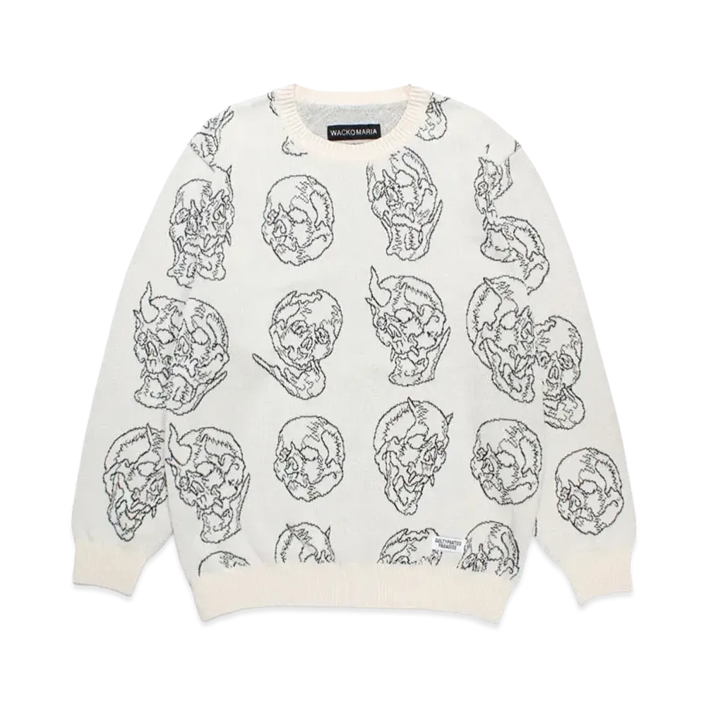 WACKO MARIA 56 Tattoo Studio / Jacquard Knit Sweater "White"