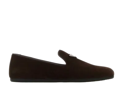PRADA Dark Suede Loafers "Brown"