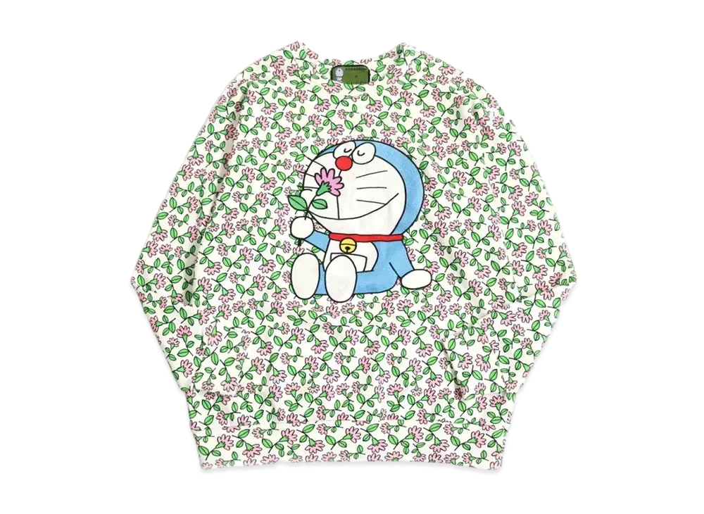 GUCCI x Doraemon Floral Print Crewneck Sweatshirt "White/Green/Pink"