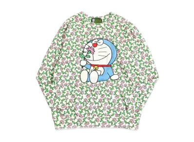 GUCCI x Doraemon Floral Print Crewneck Sweatshirt "White/Green/Pink"