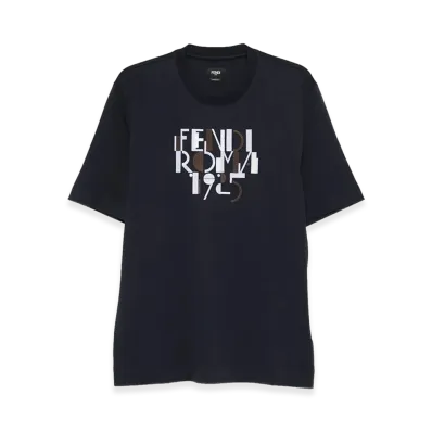 FENDI Roma 1925 Print Cotton T-Shirt "Dark Blue"