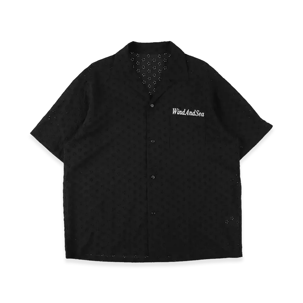 WIND AND SEA Cotton Lace S/S Shirt "Black"