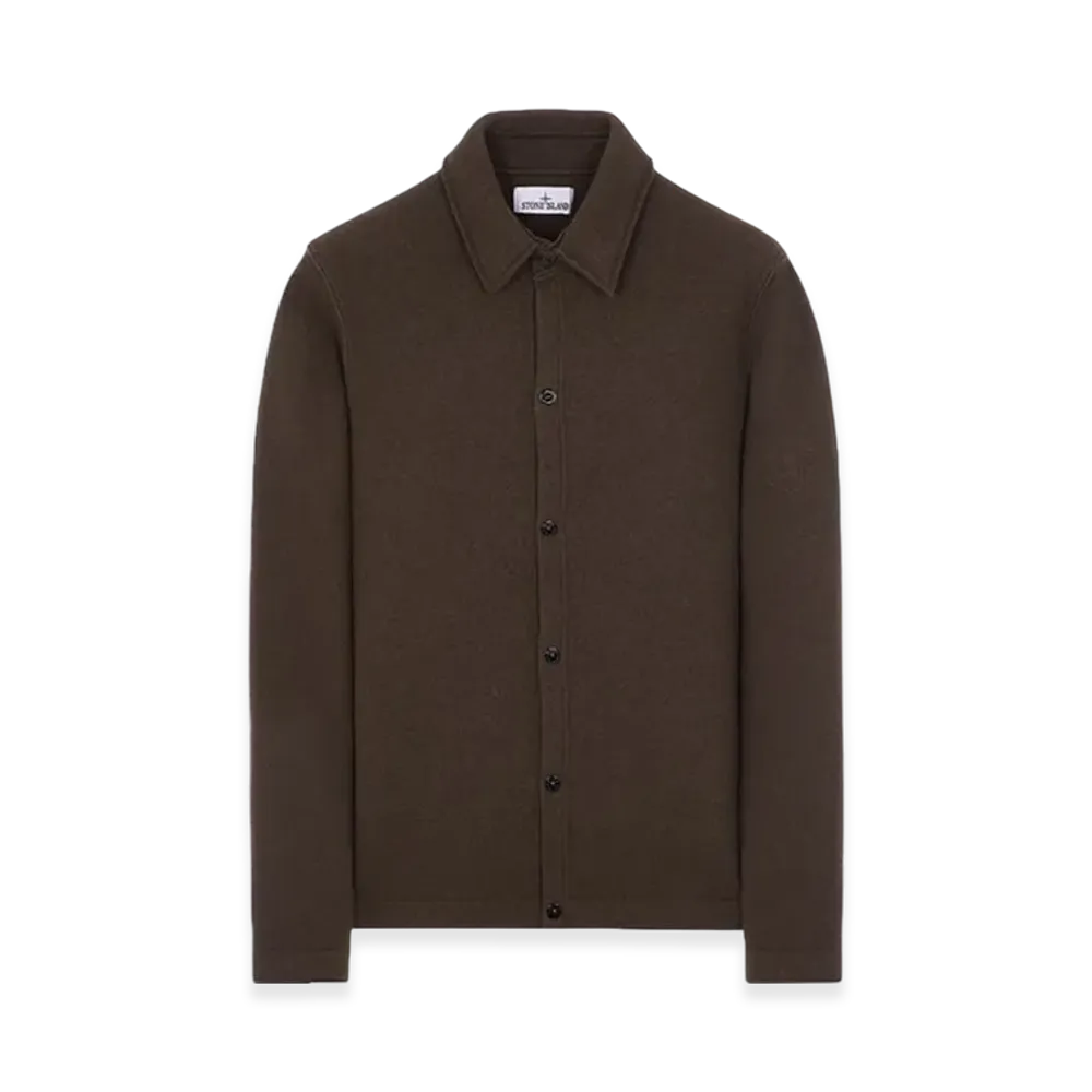 Stone Island 565A7 Pure Felted Wool Knit Overshirt - 23FW "Olive Green"