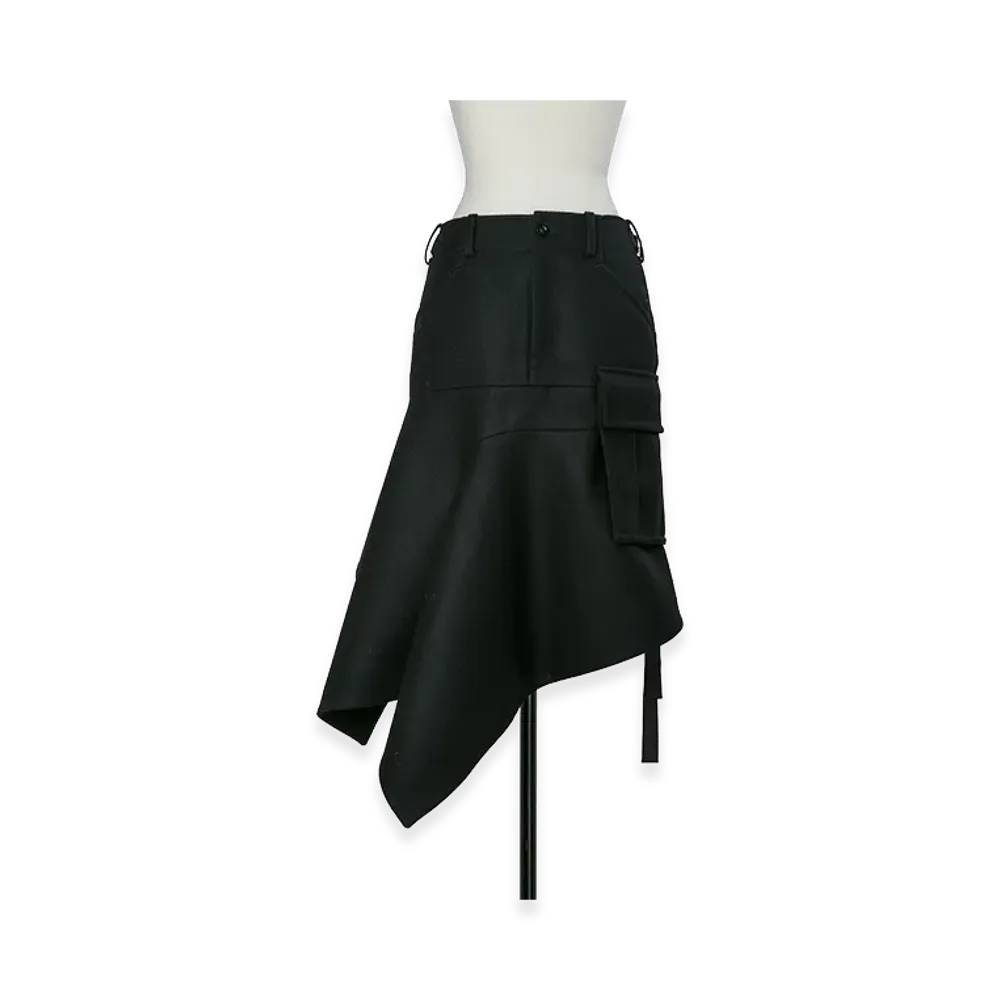 sacai Women's Wool Melton Skirt "Black"