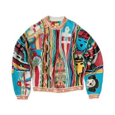 KAPITAL 7G COTTON MACHINA GORDY CREW SWEATER "Red"