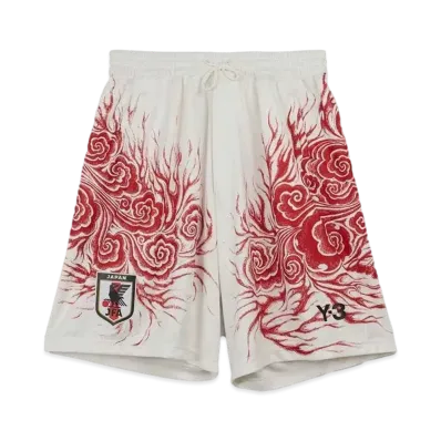 adidas Y-3 Japan National Soccer Team CW Graphic Shorts "Core White/Team Power Red"