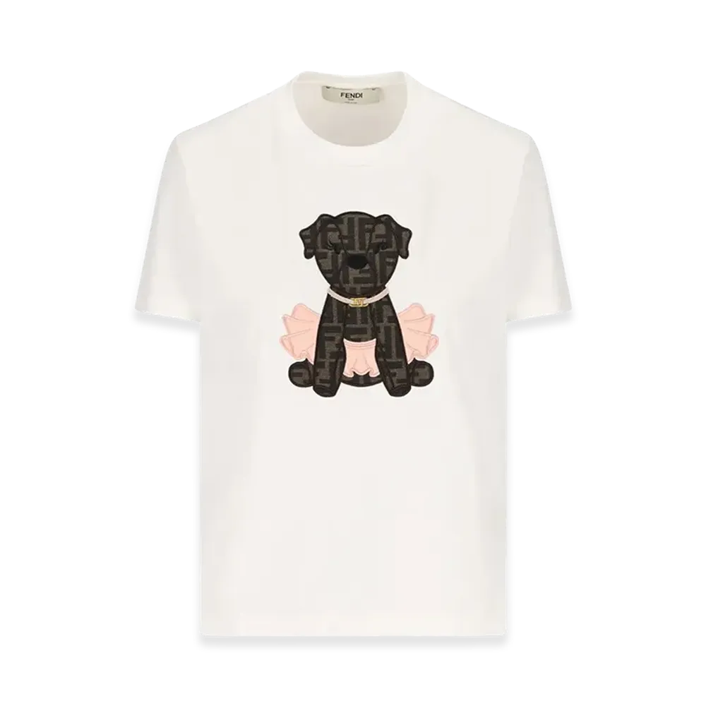 FENDI Women's Itina Cotton T-Shirt With "White"
