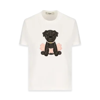 FENDI Women's Itina Cotton T-Shirt With "White"