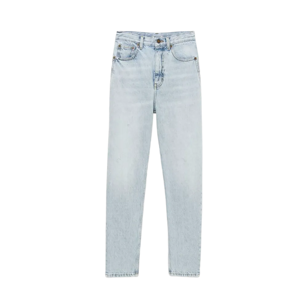Saint Laurent Women's 80's Cropped Jeans "Light Caribbean Blue"