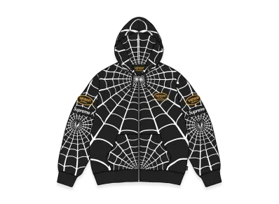 Supreme x Vanson Leathers Spider-Man Zip Up Hooded Sweatshirt "Black"