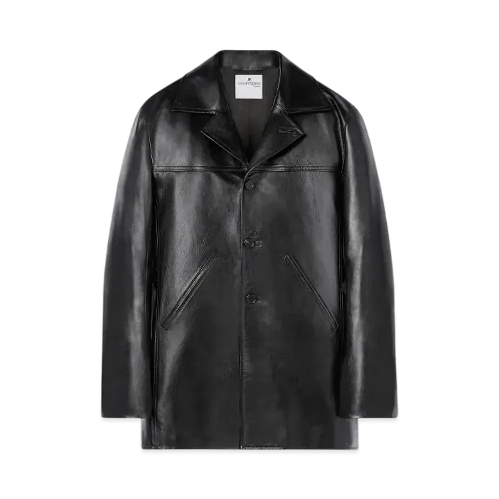 Courreges Tailored Leather Coat "Black"