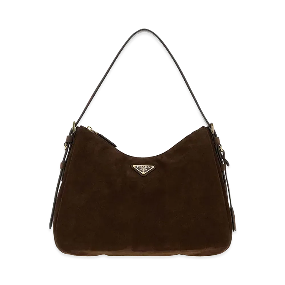PRADA Wonen's Suede Shoulder Bag "Brown"