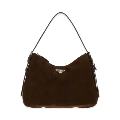PRADA Wonen's Suede Shoulder Bag "Brown"