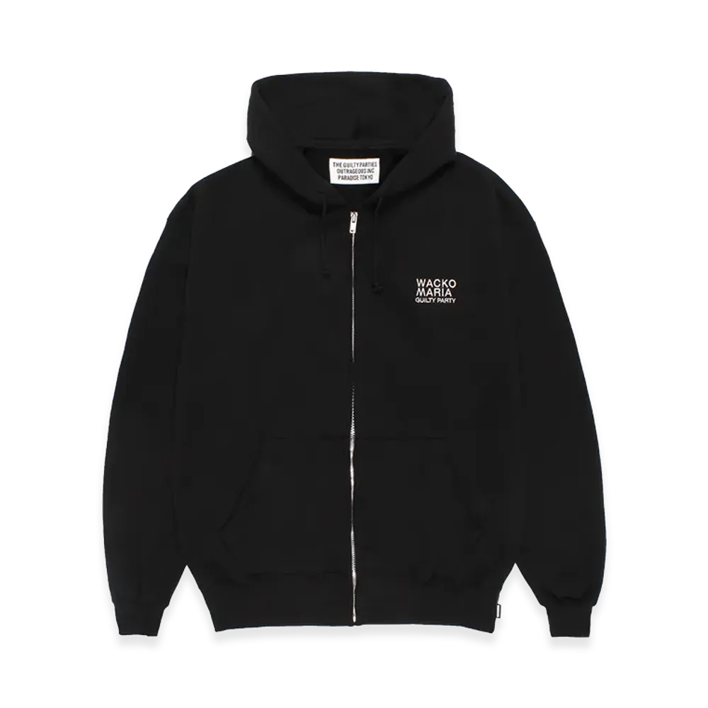 WACKO MARIA Middle Weight Zip Up Hooded Sweat Shirt "Black"