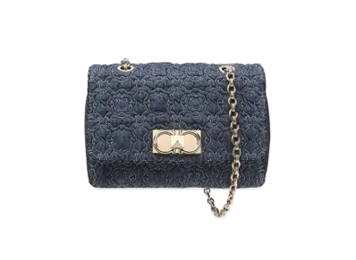 Salvatore Ferragamo Gancini Galore Front Flap Bag "Blue/Black"