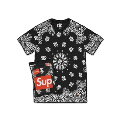 Supreme x Hanes Bandana Tagless Tees (2 Pack) "Black"