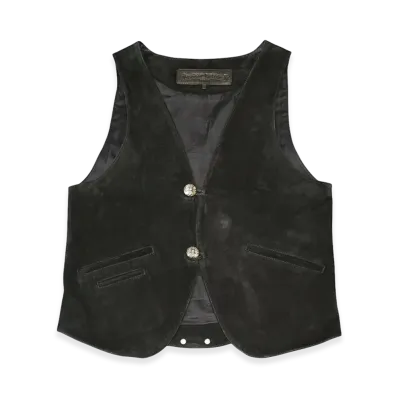 Chrome Hearts CH Cross 2 Button Suede Vest "Black"
