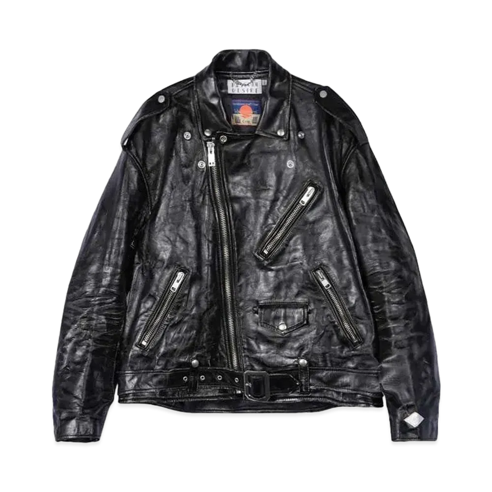 blackmeans x el conductorH DISTRESSED LEATHER BIKER JKT "BLACK"