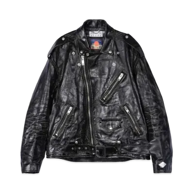 blackmeans x el conductorH DISTRESSED LEATHER BIKER JKT "BLACK"