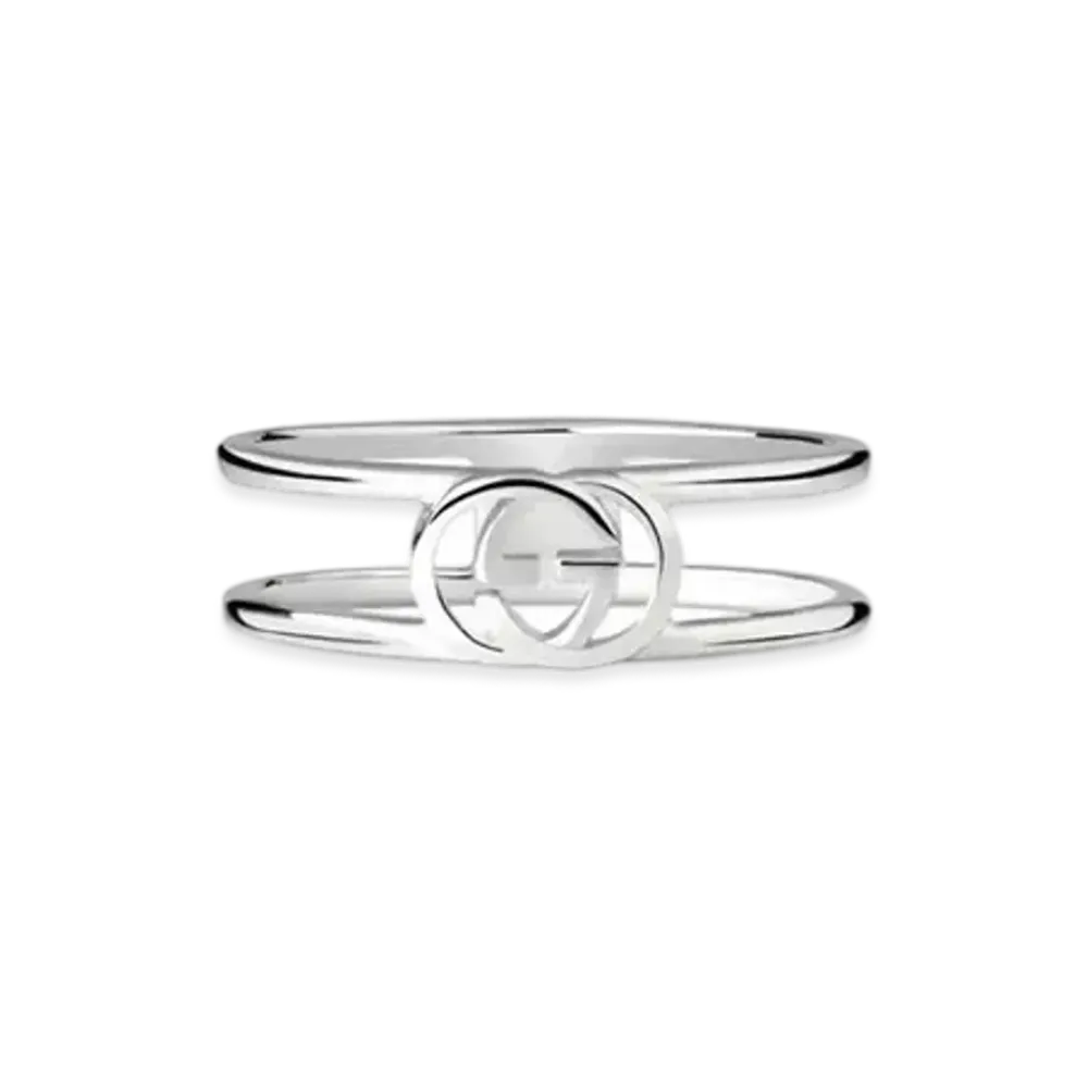 GUCCI Thin Interlocking G Open Hand Ring "Silver"