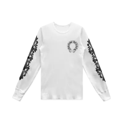 Chrome Hearts Horseshoe Floral Sleeve Waffle Thermal Shirt "White"