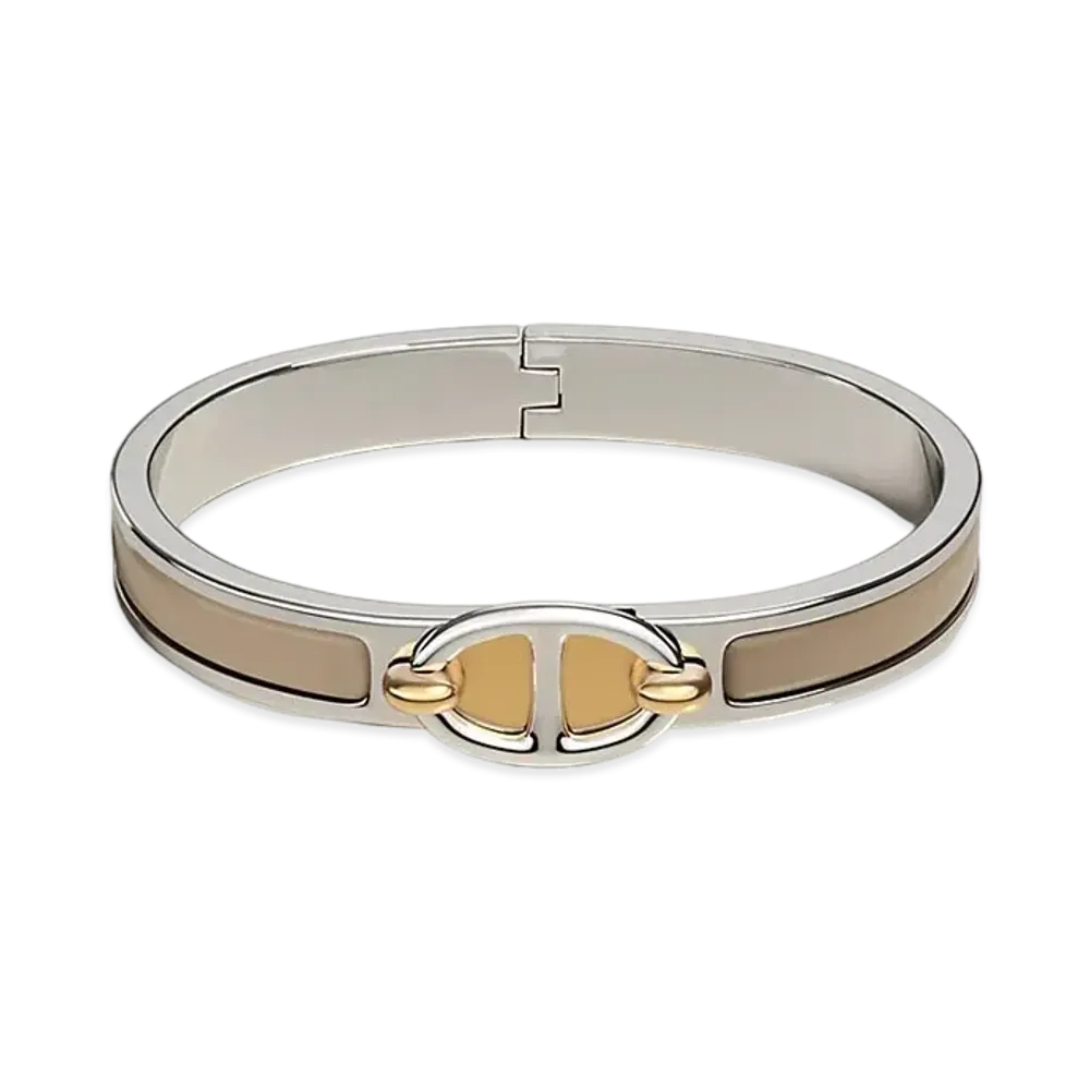 Hermes Mini Clic Chaine D'ancre Bracelet "Marron Glace/Palladium"