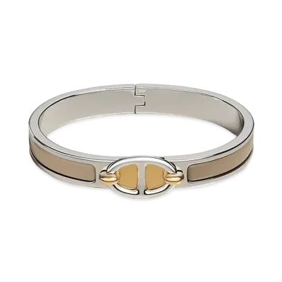Hermes Mini Clic Chaine D'ancre Bracelet "Marron Glace/Palladium"
