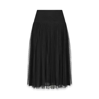 Dior Women's Mid-Length Pleated Skirt Plumetis Tulle "Black"