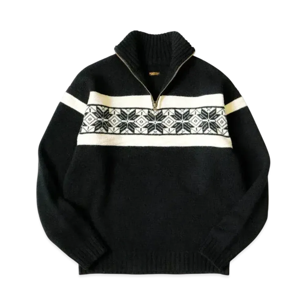 KAPITAL 5G Wool Snow Half Zip Sweater "Black"