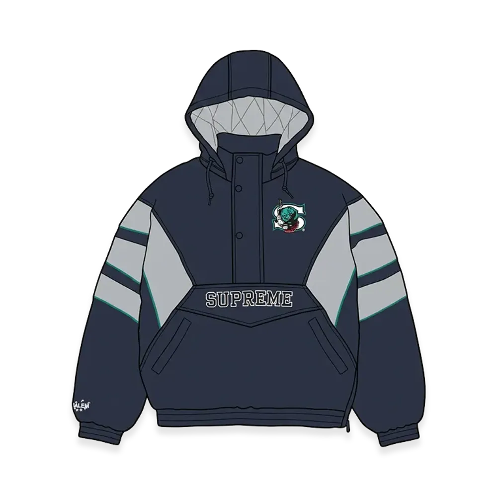 Supreme x SALEM Half Zip Stadium Jacket "Navy"