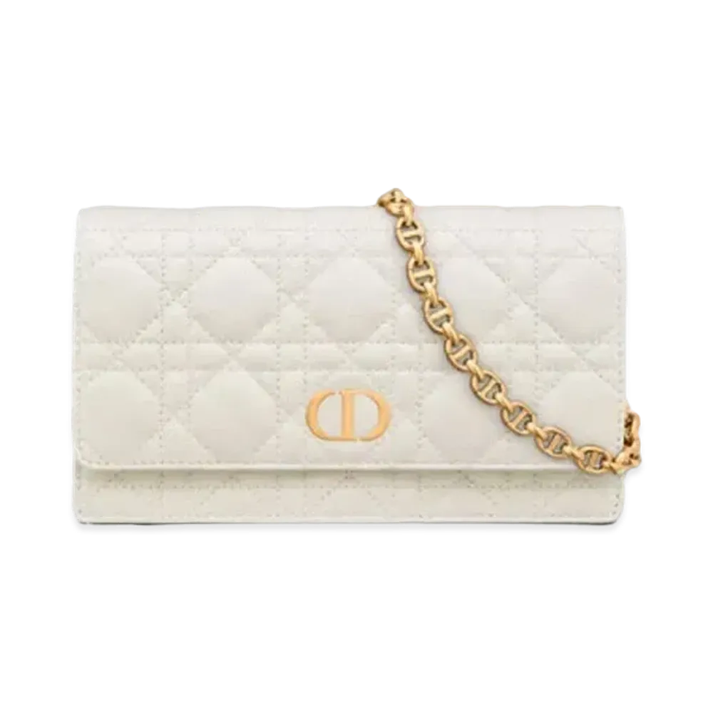 Dior Dior Caro Belt Pouch With Chain "White"
