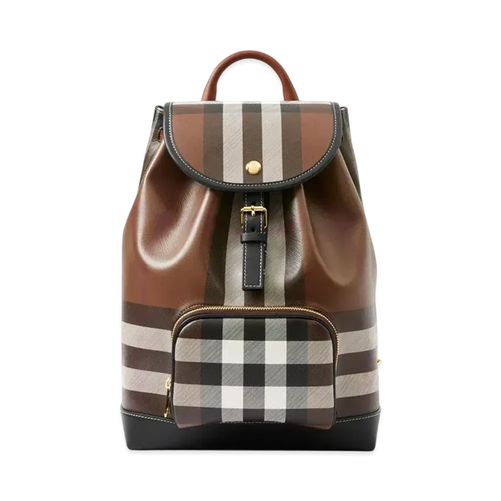 Burberry Check Backpack "Dark Birch Brown"