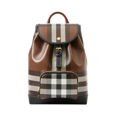Burberry Check Backpack "Dark Birch Brown"