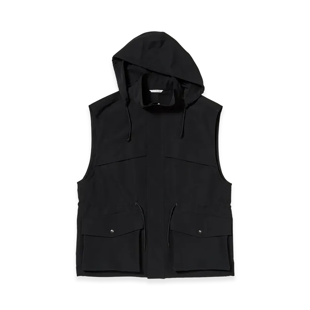 AURALEE Wool Max Canvas Over Vest "Black"