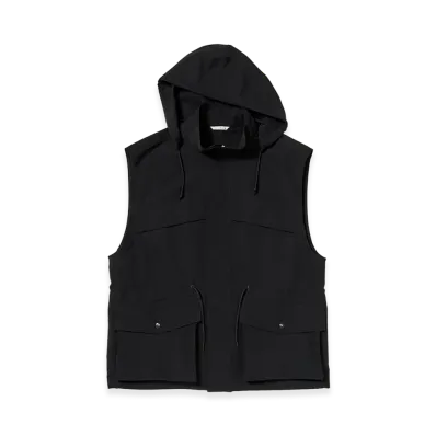 AURALEE Wool Max Canvas Over Vest "Black"