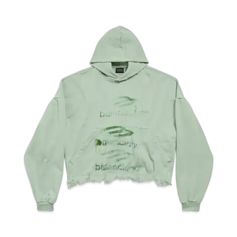 BALENCIAGA DIY Imprint Cropped Hoodie "Sage Green"