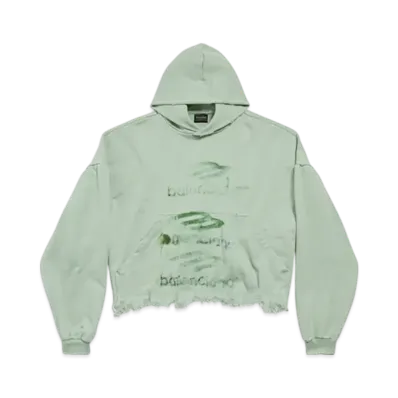 BALENCIAGA DIY Imprint Cropped Hoodie "Sage Green"