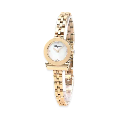 Salvatore Ferragamo Women's Gancini Watch "White Shell/Pink Gold"