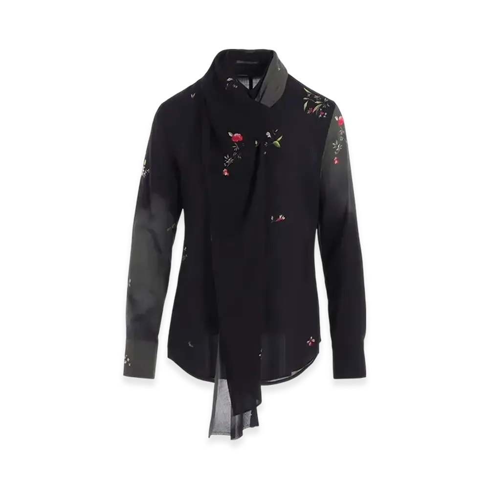 Yohji Yamamoto 80 Modal Pt Stole Detail Blouse "Black"